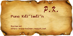 Puns Kálmán névjegykártya